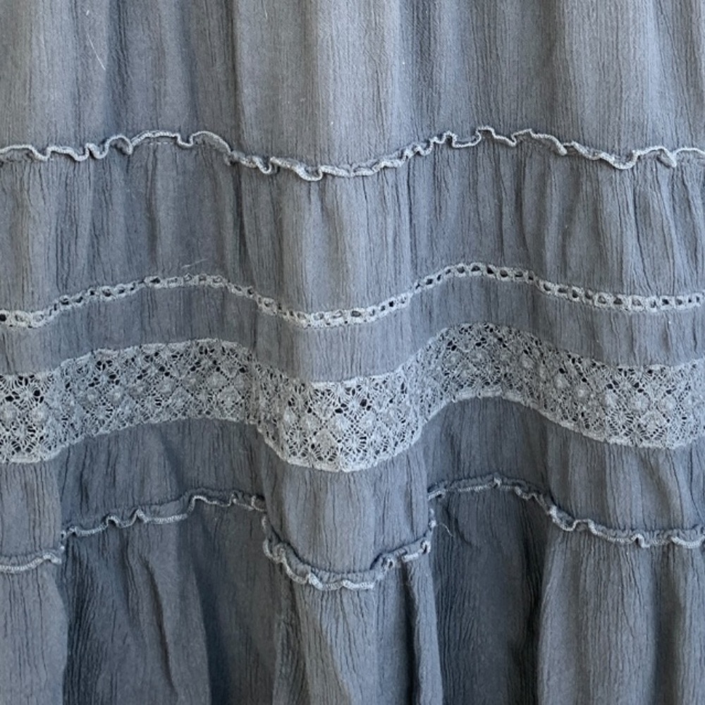 American Eagle Outfitters Grey Gauze Swing Dress 3/4 Sleeve Scoop Neck Size M - Picture 9 of 10